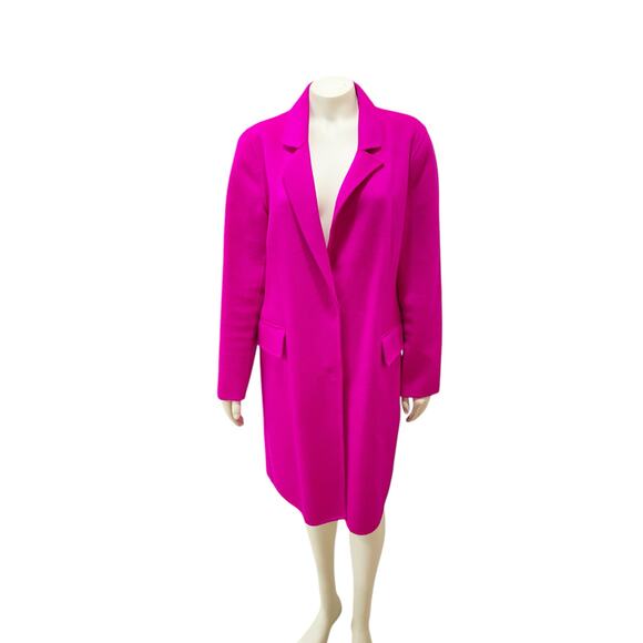 Bcbgmaxazria Emma Neon Pink Wool Linerless Wool Coat Large - Picture 2 of 10